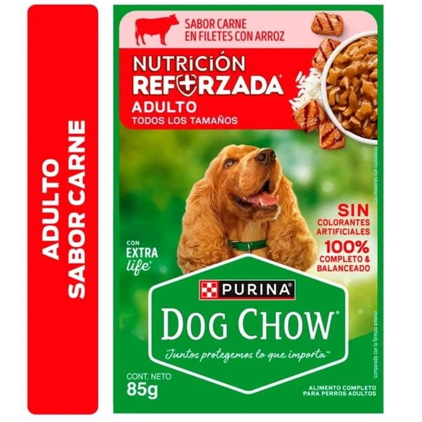 CAJA DOG CHOW SACHET ADULTO CARNE & ARROZ X15 UN2