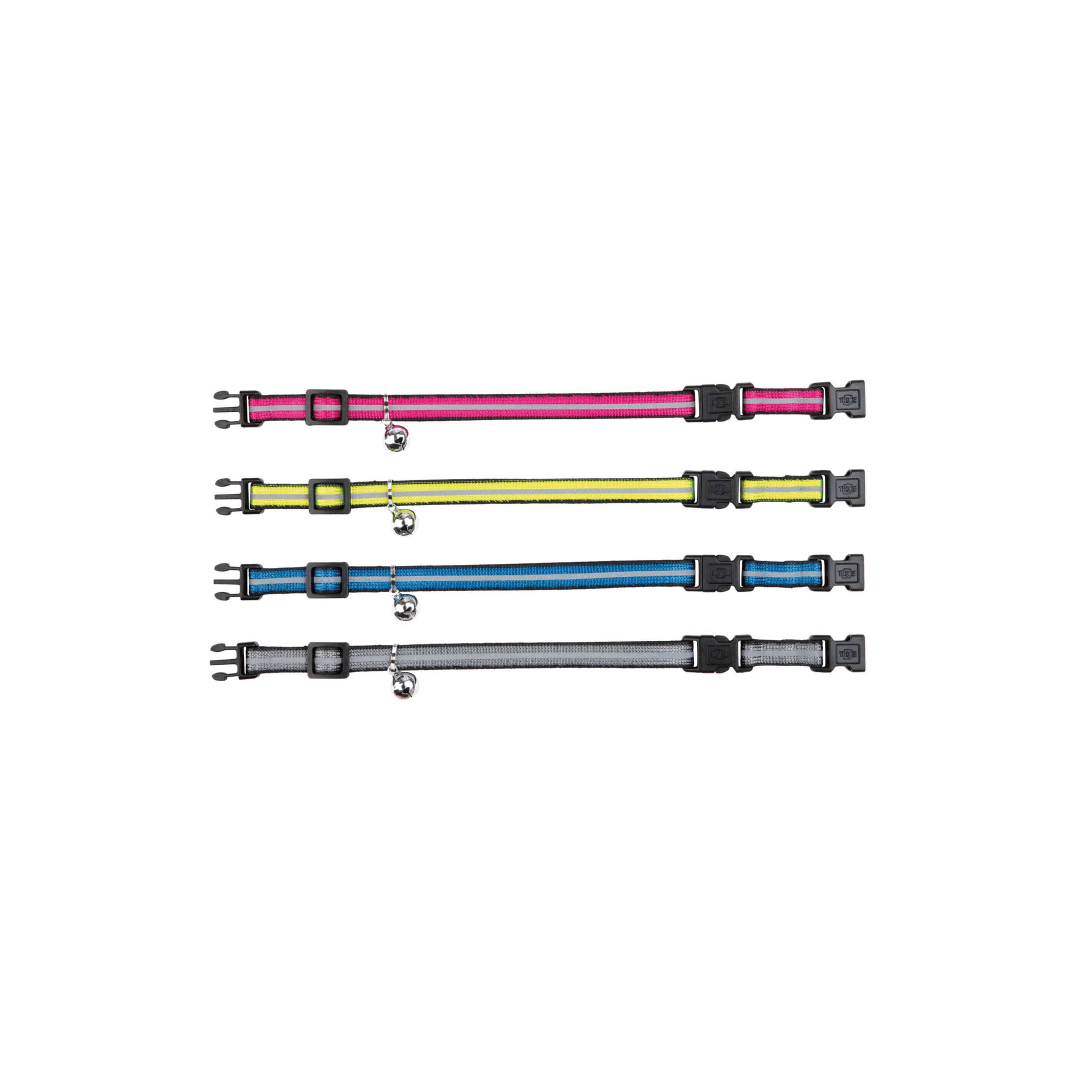 TX COLLAR GATO REFLECTANTE C/DOS CIERRES Y CASCABEL, COLORES2