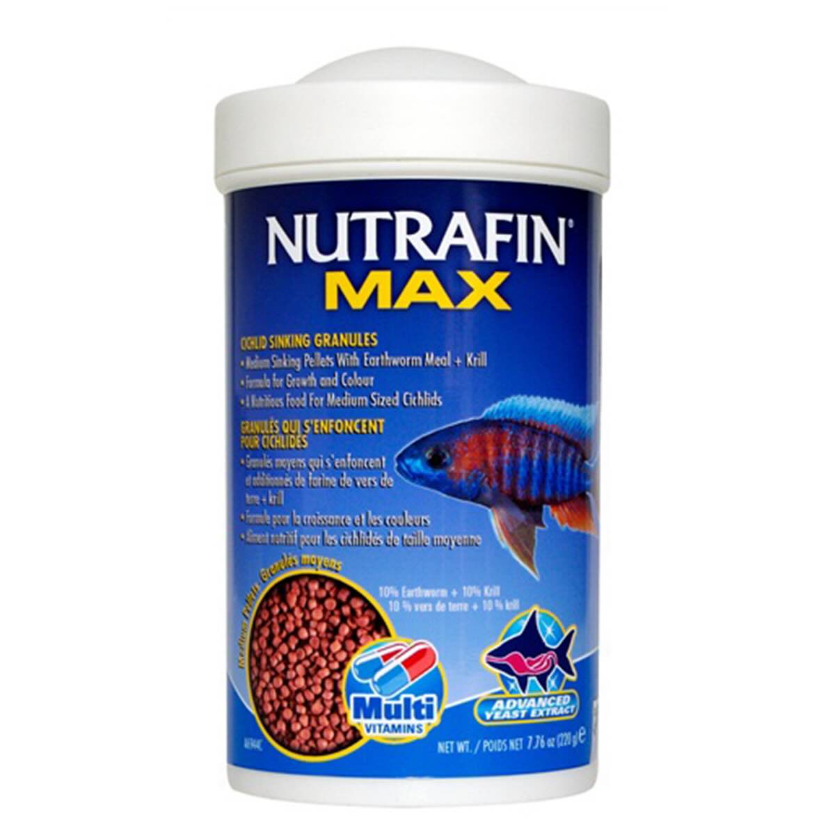 NUTRAFIN MAX PELLET MEDIANO PECES CICLIDOS 220G1