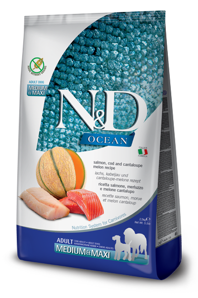 N&D OCEAN PERRO RAZAS MEDIANAS SALMON MELON 2.5 KG1