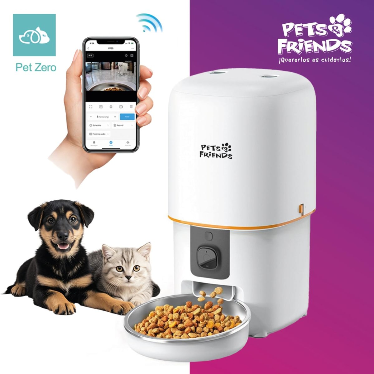 ALIMENTADOR AUTOMATICO PET & FRIEND CON CAMARA WIFI BLANCO2