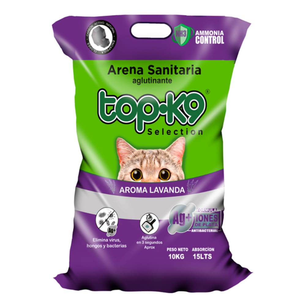 Arena Sanitaria Topk9 Iones De Plata Y Carbon - Lavanda 10kg1