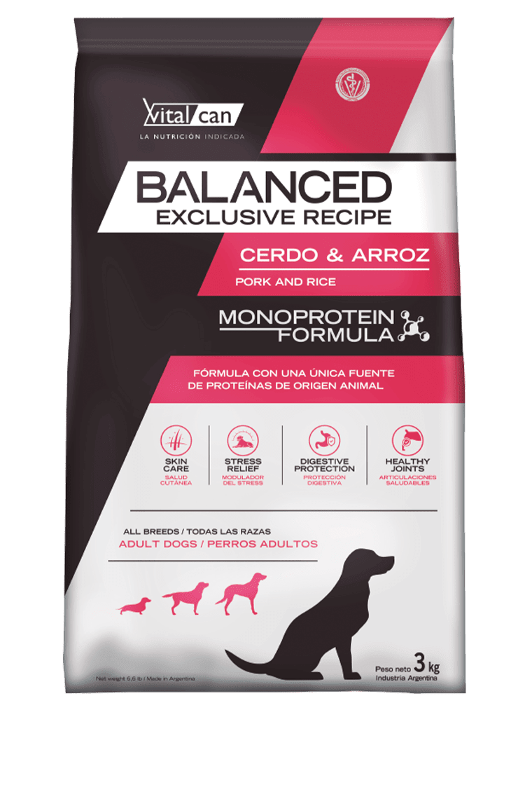 Balanced Perro Adulto Exclusive Recipe Cerdo y Arroz 3Kg1