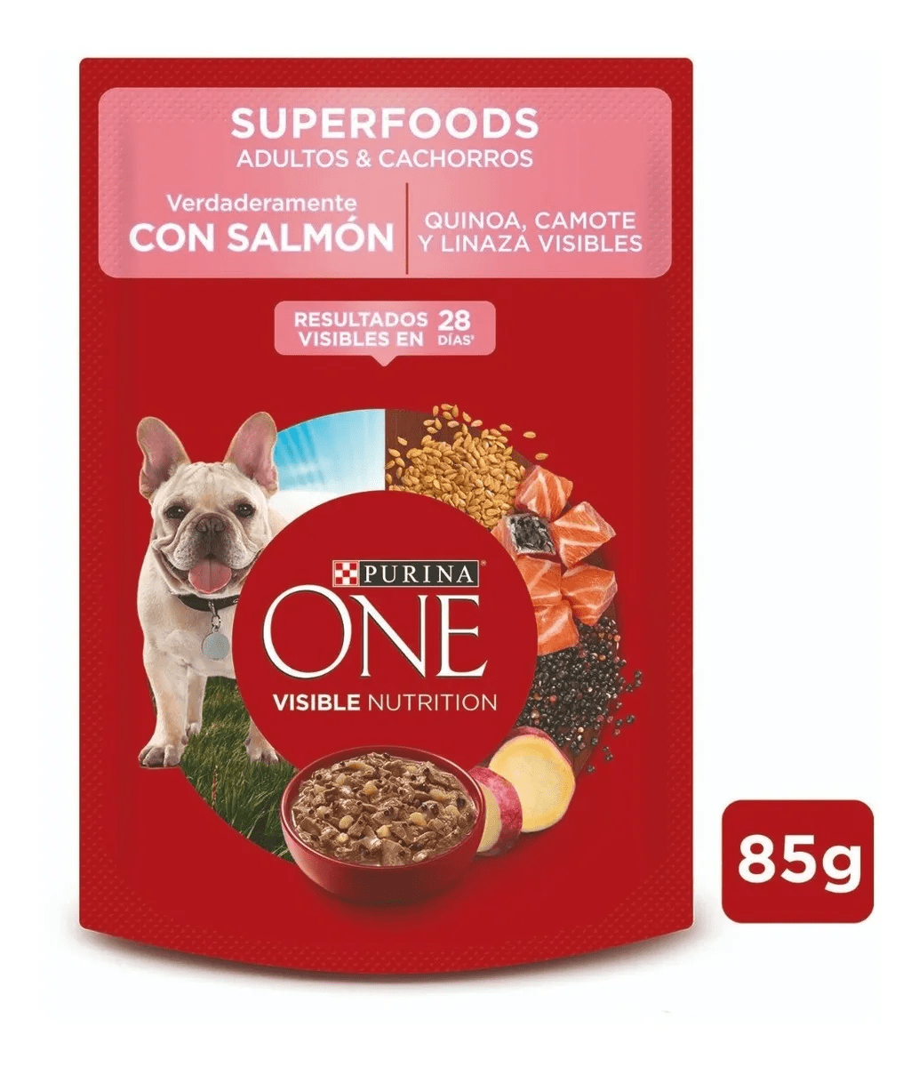 CAJA PURINA ONE SACHET PERRO ADULTO - CACHORRO SALMON X15 85 GR2
