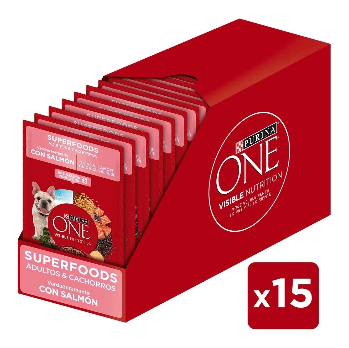CAJA PURINA ONE SACHET PERRO ADULTO - CACHORRO SALMON X15 100 GR1