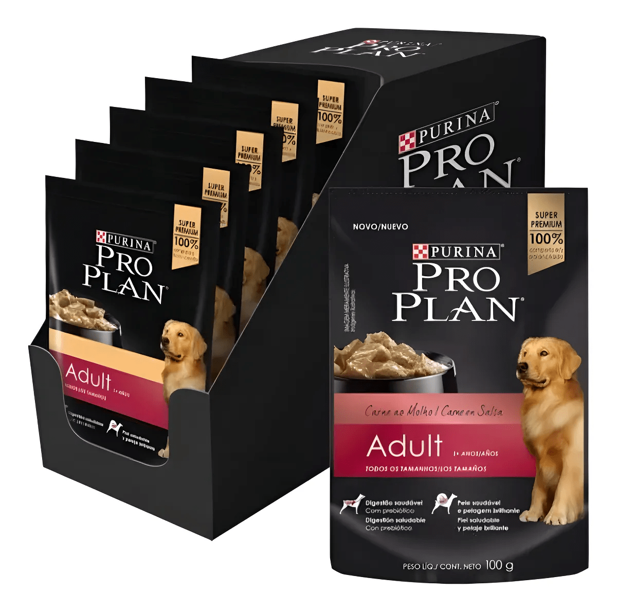CAJA SACHET PRO PLAN PERRO ADULTO CARNE 15X100 GR1