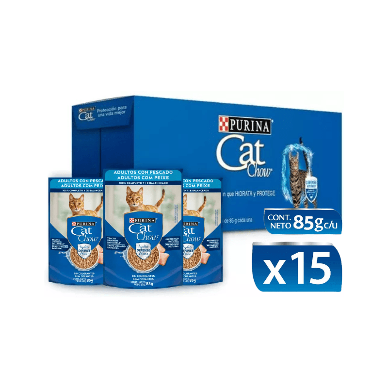 CAJA CAT CHOW SACHET GATO ADULTO PESCADO X15 UN 85 GR2