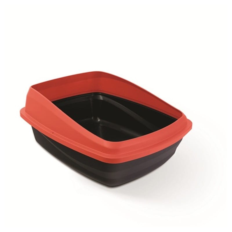 CATIT BAÑO CON BORDE GRIS/ROJO1