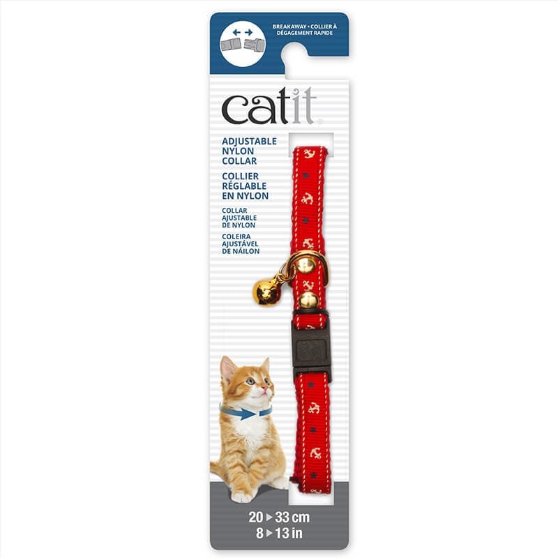CATIT COLLAR AJUSTABLE ROJO CON ANCLAS1