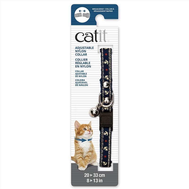 CATIT COLLAR AJUSTABLE AZUL CON ANCLAS1