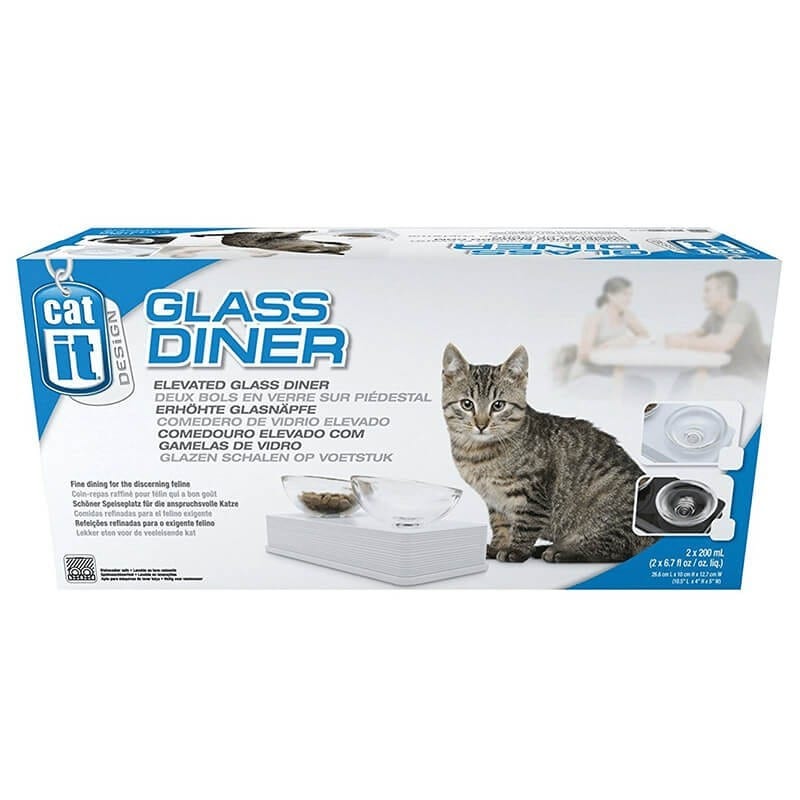 CATIT 2 PLATOS VIDRIOS BASE BLANCO 200ML2
