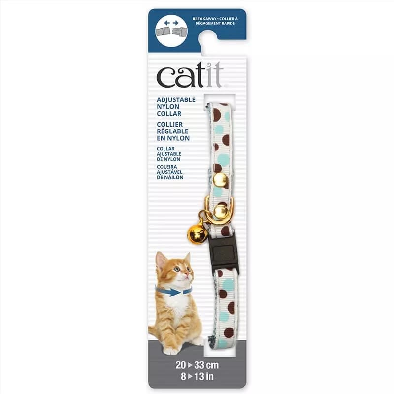 CATIT COLLAR AJUSTABLE BLANCO CON LUNARES1