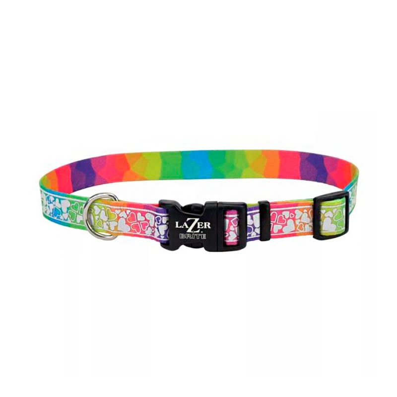 COASTAL LAZER BRITE COLLAR RAINBOW HEARTS S/M1