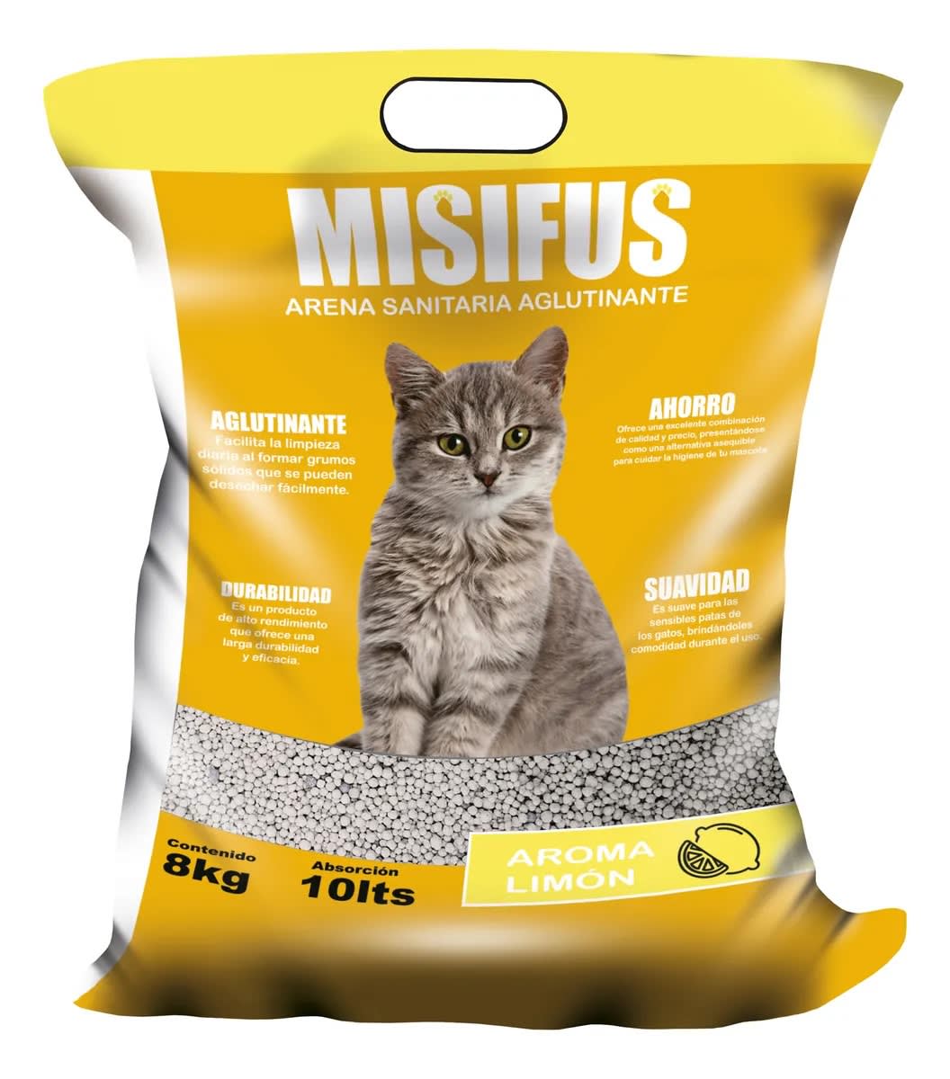 Arena Sanitaria Aglutinante Misifus 8kg Limón1