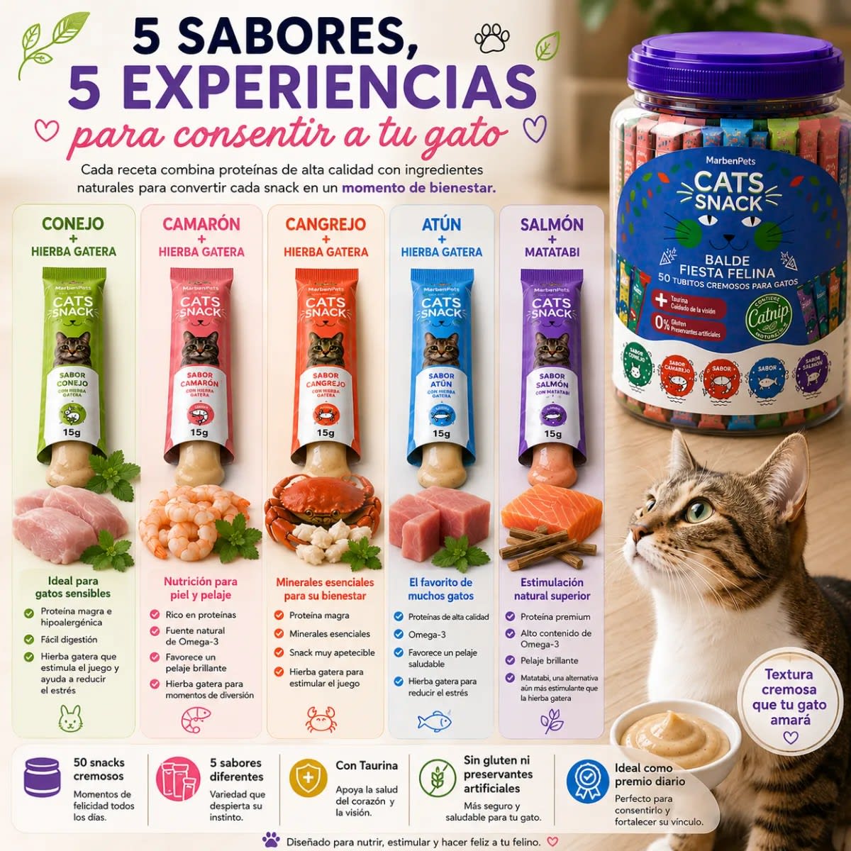 CAT SNACK BALDE DE CREMOSOS 50 UN6