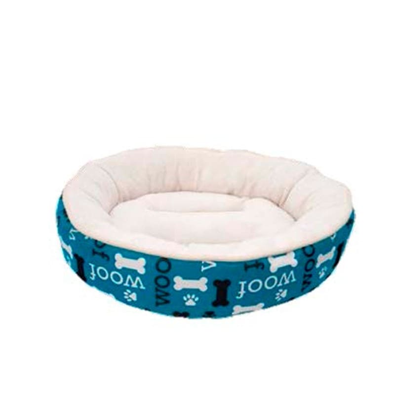 DOGIT DREAMWELL CAMA REDONDA WOOF AZUL 53CM1