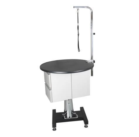 MESA HIDRÁULICA REDONDA NEGRA CON GABINETE1