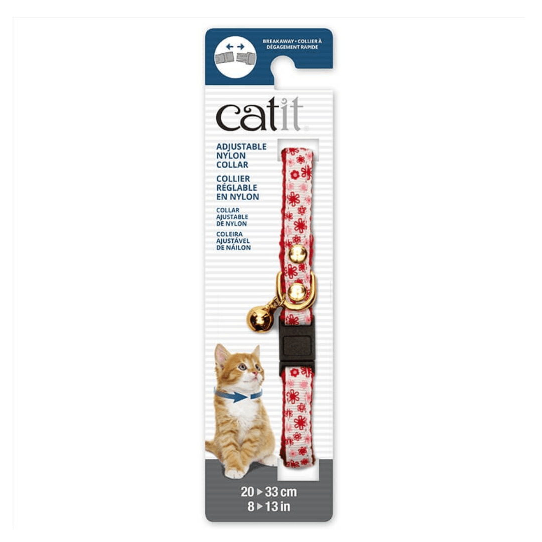 CATIT COLLAR AJUSTABLE ROJO BLANCO CON FLORES1