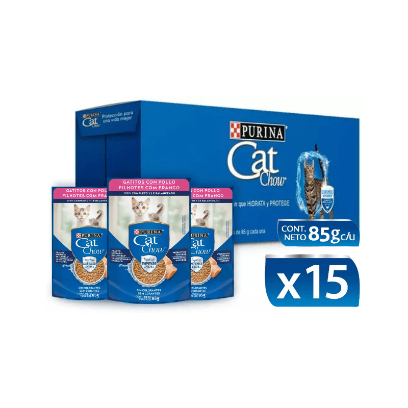 CAJA CAT CHOW SACHET GATITO POLLO X15 UN 85 GR1