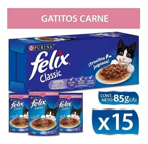 CAJA FELIX GATITO CARNE X15 UN 85 GR1