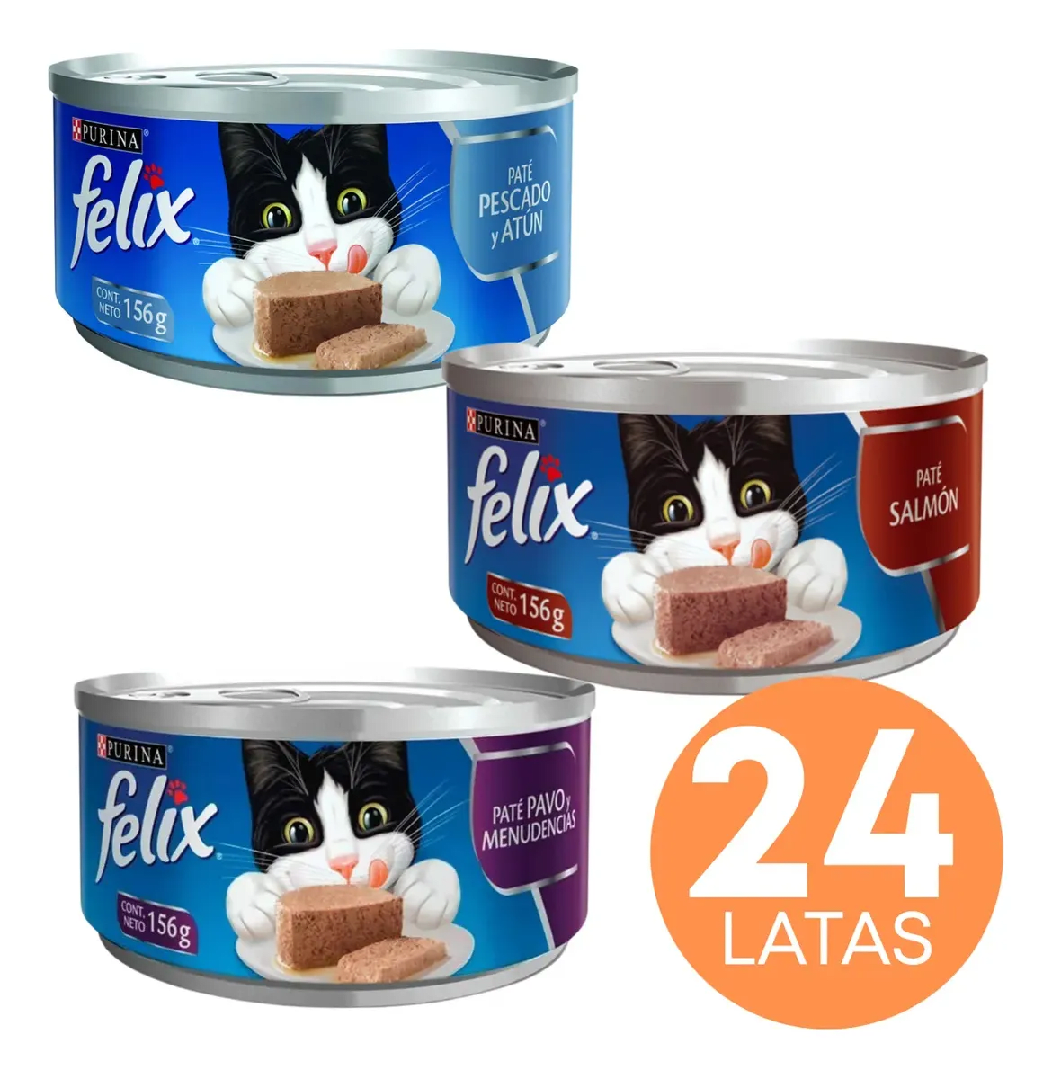 CAJA FELIX LATA PATE PAVO ATUN SALMON 156 GR X 24 UN1