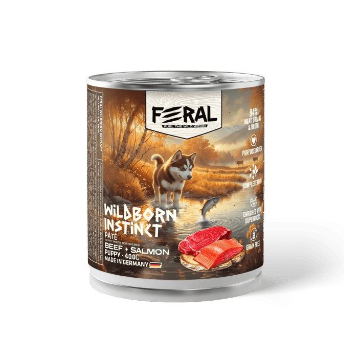 FERAL LATA CACHORRO CARNE VACUNO Y SALMON 400GR1
