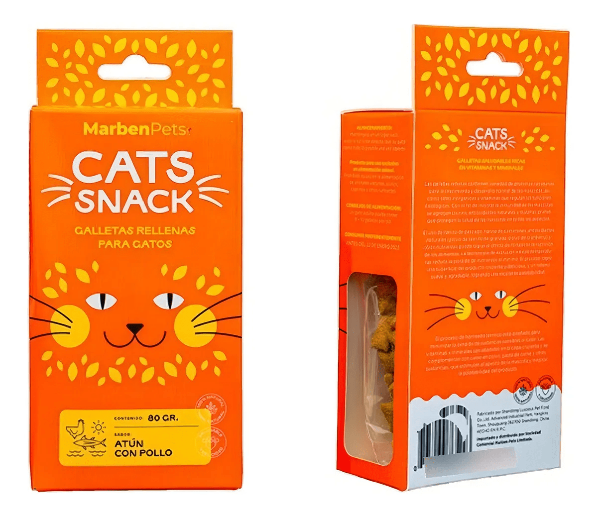 CATS SNACKS GALLETA RELLENA ATUN CON POLLO 80 gr2