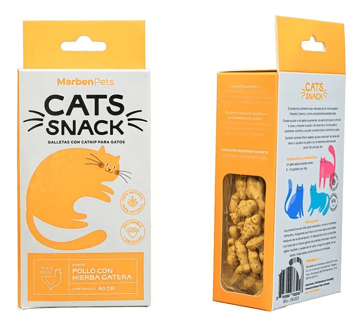 CATS SNACKS GALLETA RELLENA POLLO CON HIERBA GATERA 80 GR1