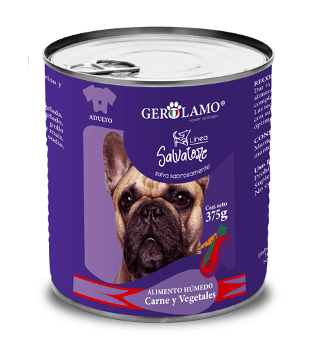 GEROLAMO SALVATORE LATA PERRO CARNE VEGETALES 375 GR1