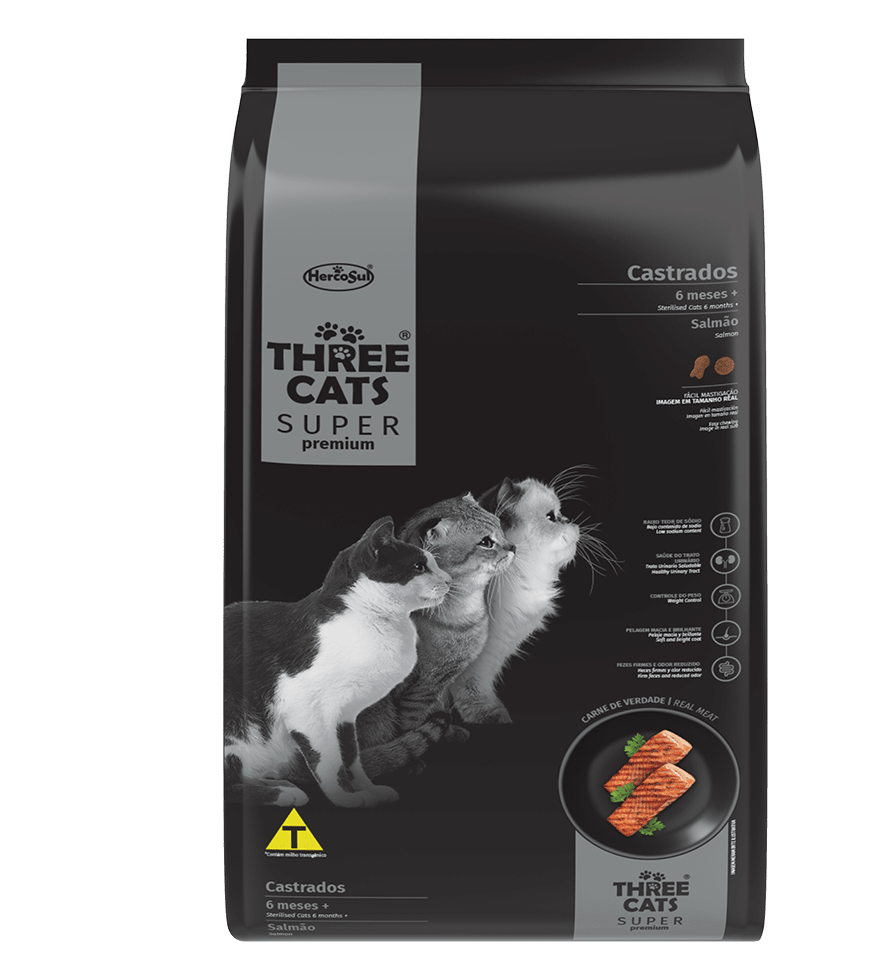 Three Cats Super Premium Gatos Castrados 6 meses + - Salmón (3 KG)1