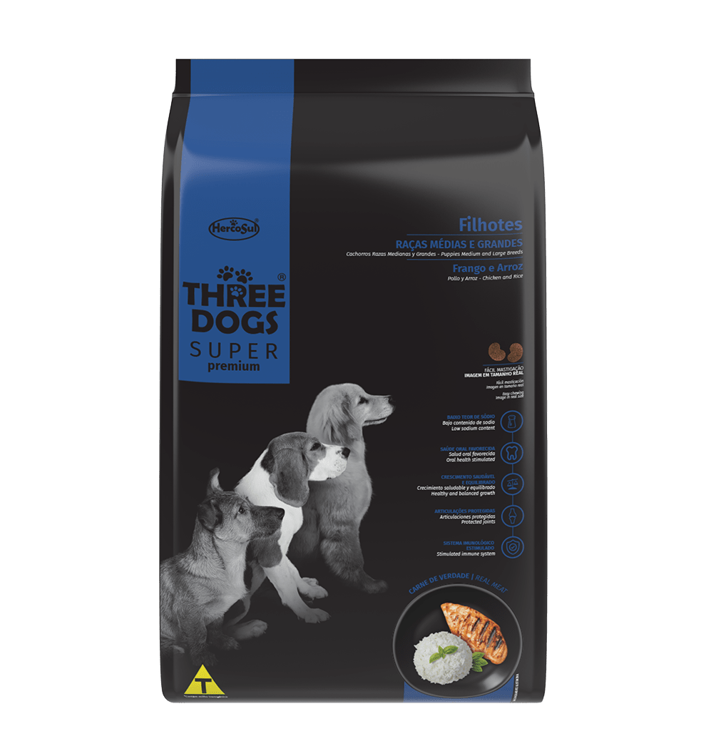 Three Dogs Super Premium Cachorros Razas Pequeñas y Mini - Pollo y Arroz (10,1 KG)1