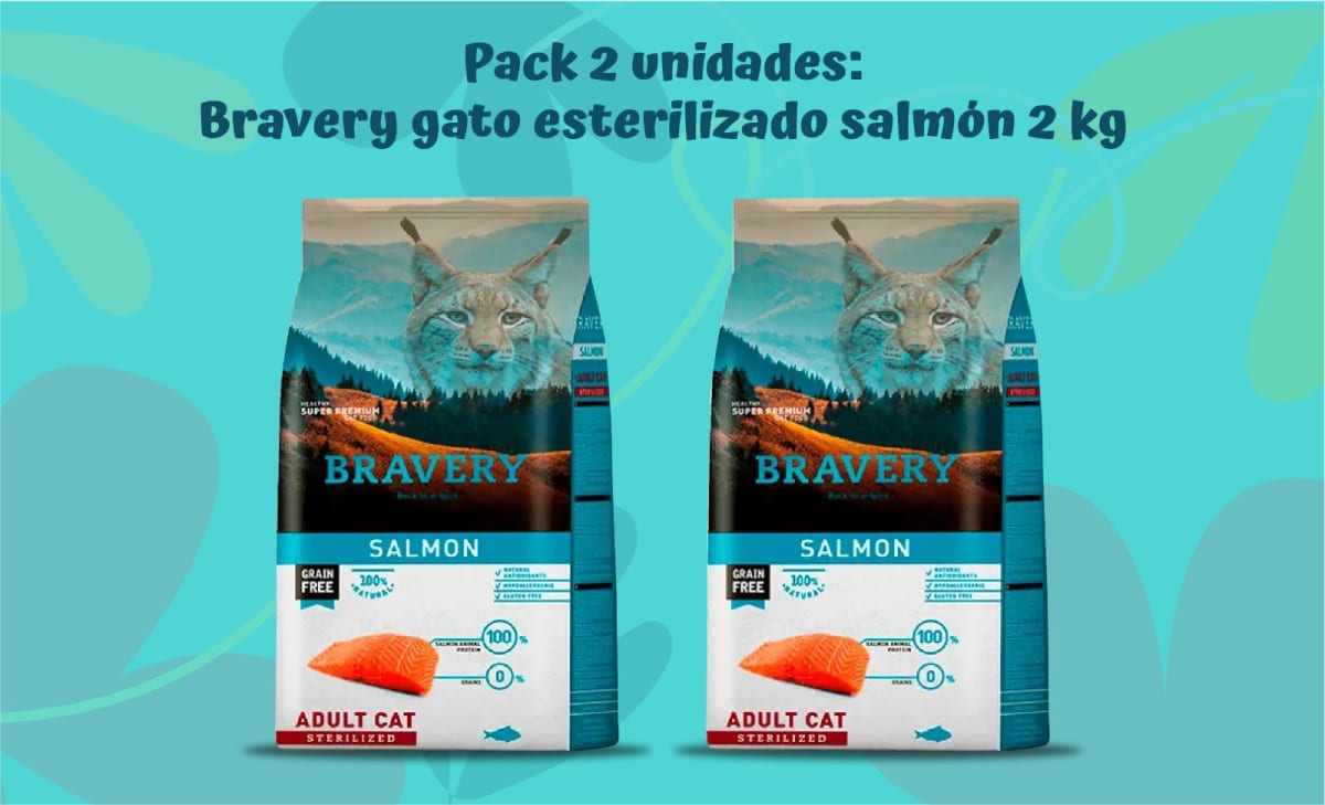 BRAVERY GATO ESTERILIZADO SALMÓN 2 KG - PACK 2 UNIDADES1