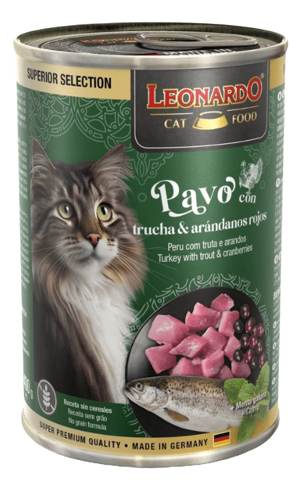 LEONARDO LATA SUPERIOR SELECTION PAVO CON TRUCHA Y ARANDANO 400 GR1