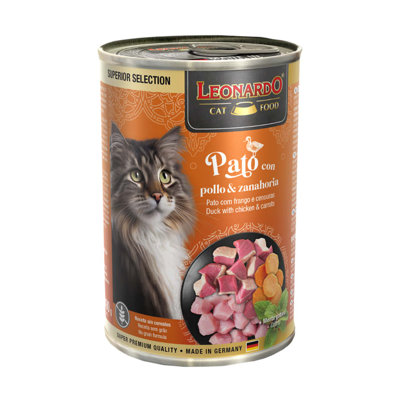 LEONARDO SUPERIOR SELECTION PATO CON POLLO Y ZANAHORIAS LATA 400 GR1