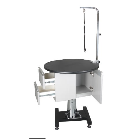 MESA HIDRÁULICA REDONDA NEGRA CON GABINETE2