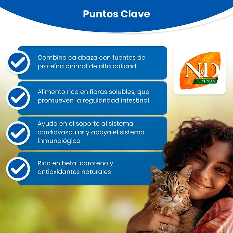 N&D PUMPKIN GATO ADULTO POLLO GRANADA 7.5 KG4