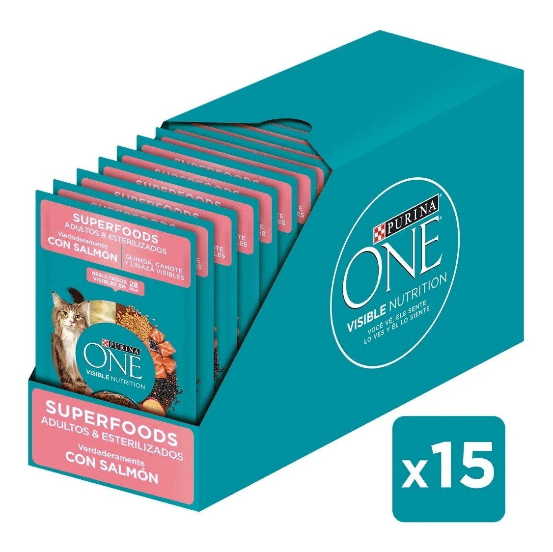 PURINA ONE CAJA SACHET GATO SALMON 85 X15 UN1