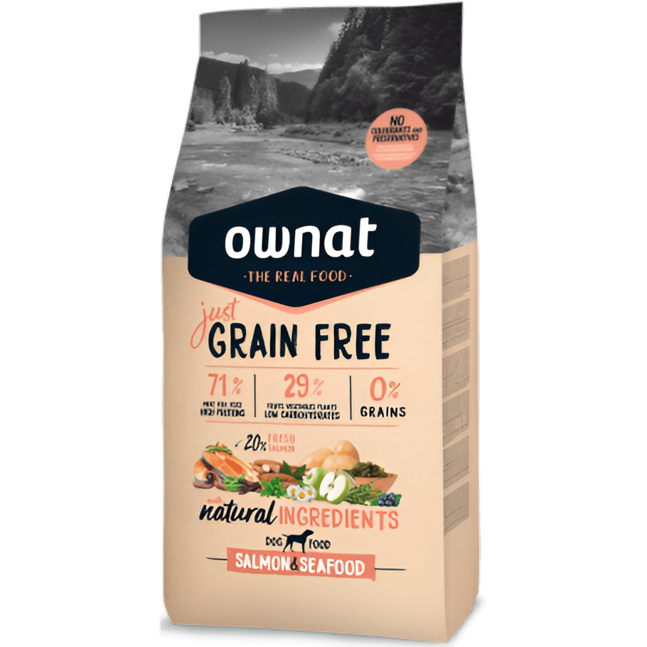 OWNAT JUST GRAIN FREE PERRO ADULTO SALMON Y SEAFOOD 14KG1