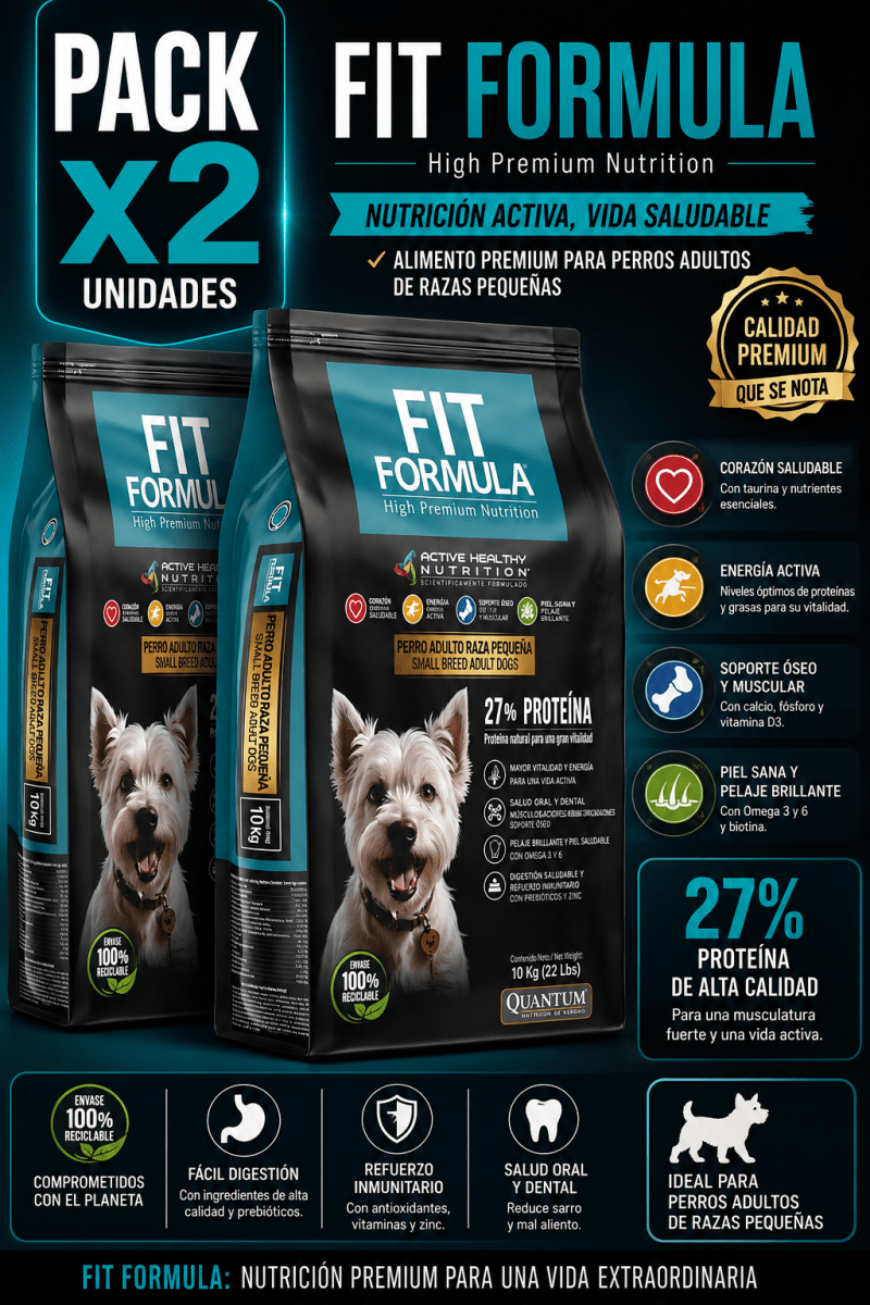 FIT FORMULA ADULTO RAZAS PEQUEÑAS 10 KG - PACK 2 UNIDADES1