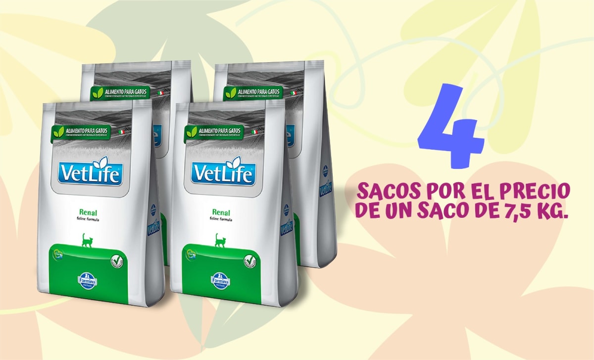 Pack 4 Unidades Vet Life Renal Gato 2 kg2