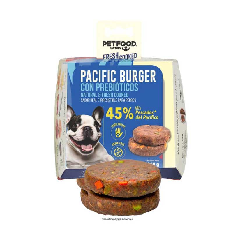 PET FOOD FACTORY HAMBURGUESA PESCADOS DEL PACIFICO PERRO 260GR1