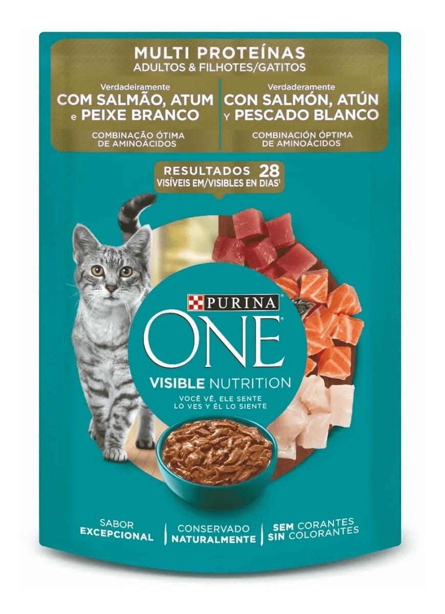 CAJA PURINA ONE SACHET GATO MULTI PROTEINAS 15X85 GR2