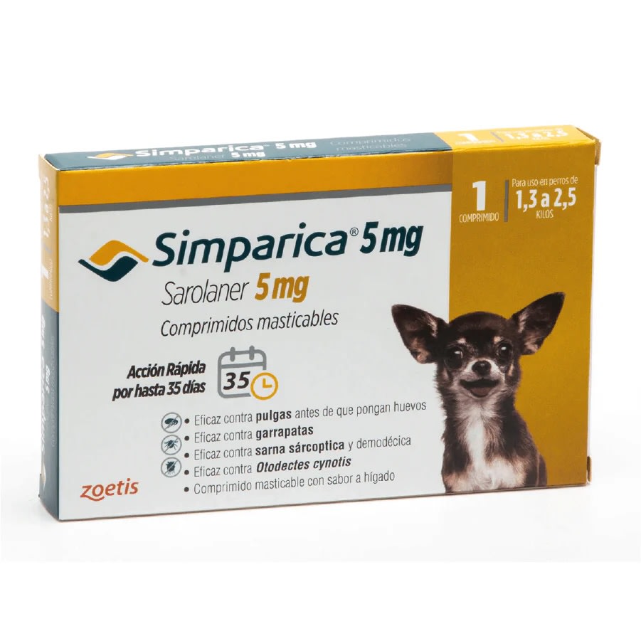 SIMPARICA 5 MG X 1 TABLETA (1,3 KG - 2,5 KG)1