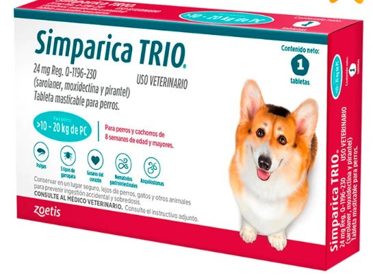 SIMPARICA TRIO X 3 COMP (10 - 20 KG)1