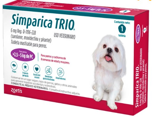 SIMPARICA TRIO X 1 COMP (2,5 - 5 KG)1