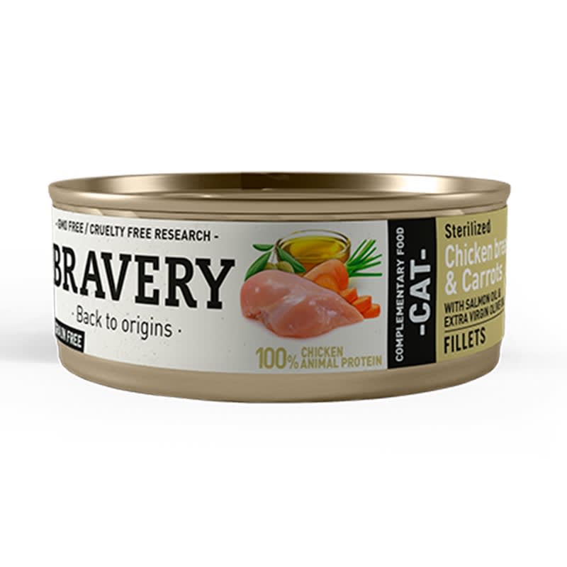 BRAVERY CHICKEN AND CARROTS STERILIZED CAT WET FOOD 70 GR1