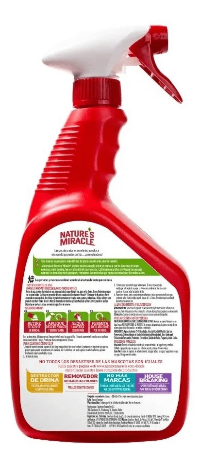 NATURE'S MIRACLE ELIMINADOR DE MANCHAS Y OLORES PERRO, 946 ML2