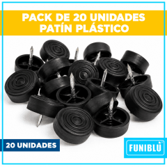 PATIN PLASTICO 3,4 cm NEGRO PACK 20und