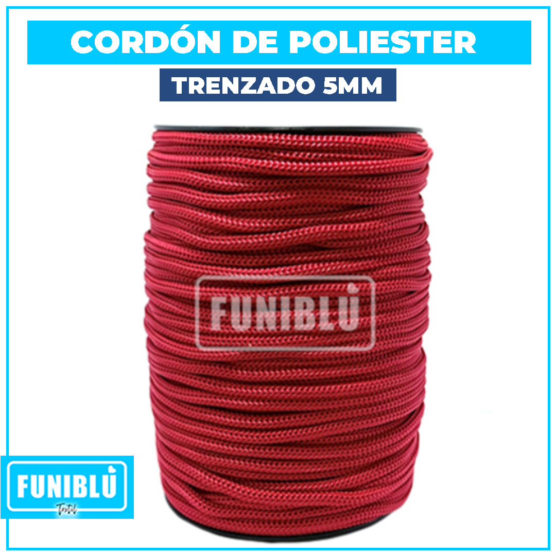 CORDÓN DE POLIESTER TRENZADO 5MM POR ROLLO 100M1
