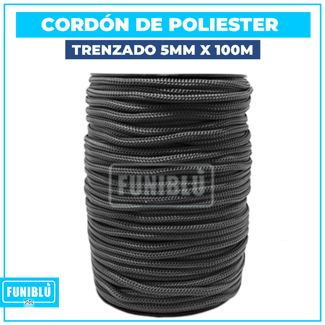 CORDÓN DE POLIESTER TRENZADO 5MM POR ROLLO 100M2